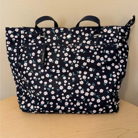 Kate Spade Jae Navy White Fleurette Floral Large Nylon Tote Bag NWOT - Picture 7 of 16